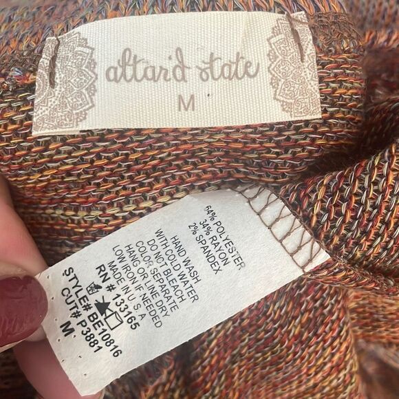 altar’d state NEW $60 Rust Rainbow Space Dyed Oversized Bell Sleeve Sweater sz M - Picture 5 of 6